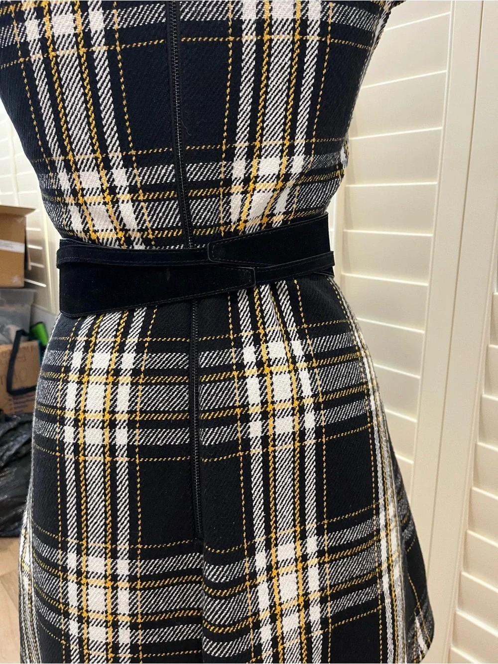 White House Black Market Black Suede Obi Waist Belt with Tie Accent